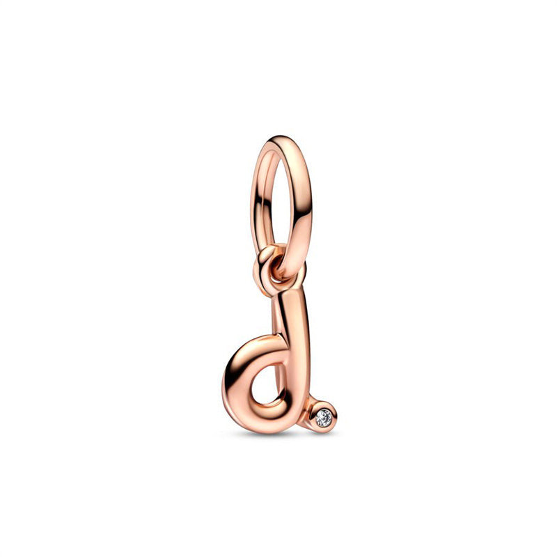 Rose Gold Plated Alphabet Series Charm Beads Fit Original Pandora925 Sterling Silver Bracelet DIY Jewelry
