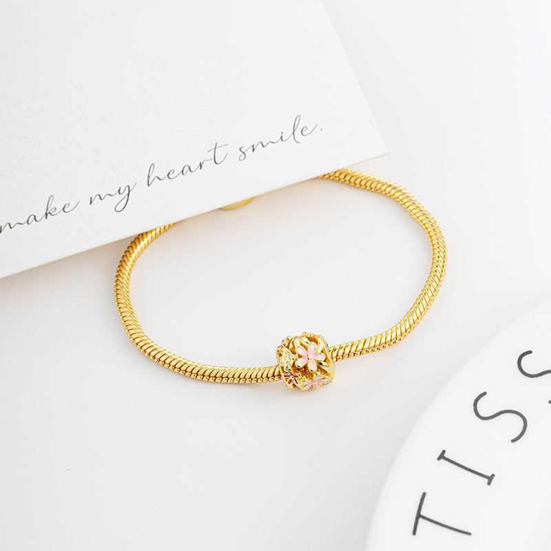 Gold Plated Series Charm Bead Fit Original Pandora 925 Sterling Silver Bracelet DIY Jewelry ZZ1080