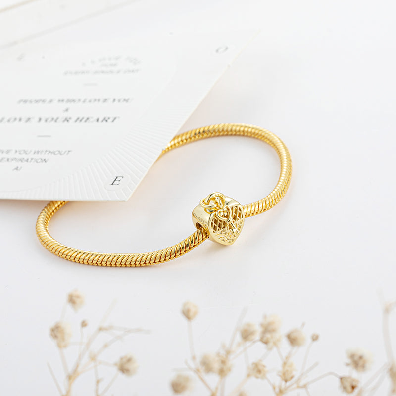 Gold Plated Series Love you Charm Bead Fit Original Pandora 925 Sterling Silver Bracelet DIY Jewelry ZZ1149