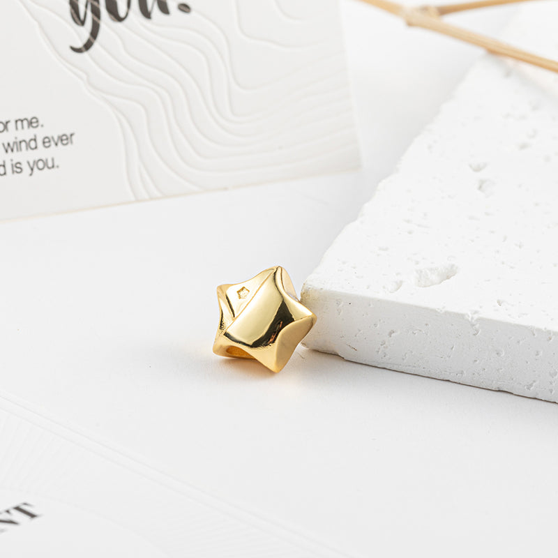 Gold Plated Series Star Charm Bead Fit Original Pandora 925 Sterling Silver Bracelet DIY Jewelry ZZ1150