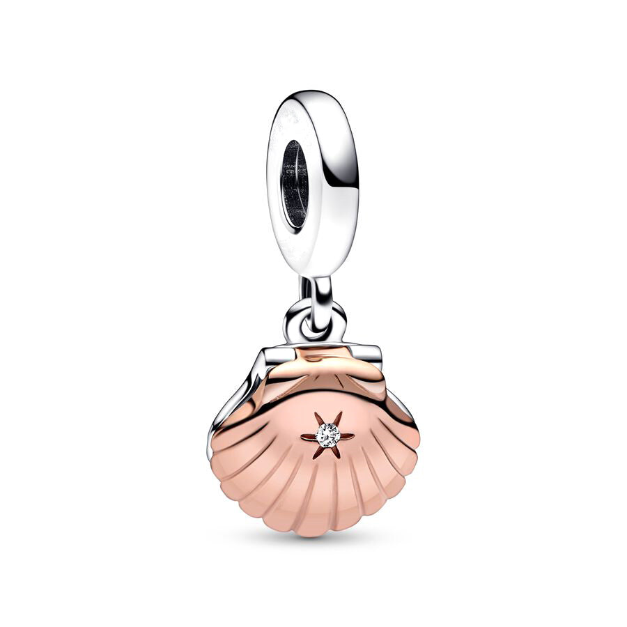 Rose Gold Plated Dangle Shell Charm Beads Fit Original Pandora 925 Sterling Silver DIY Jewelry MD1429
