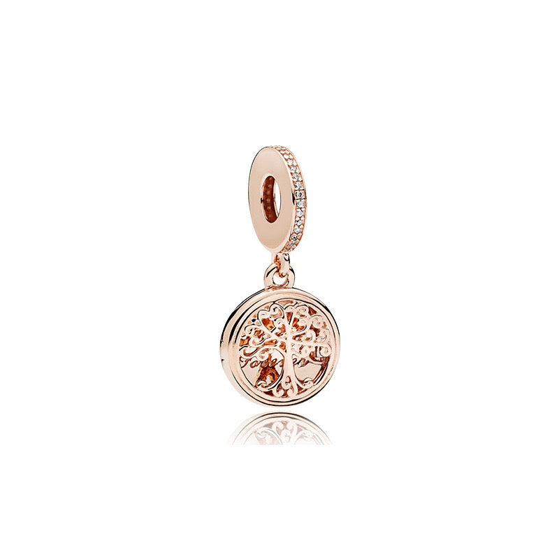 Rose Gold Plated Dangle Tree of Life Charm Beads Fit Original Pandora 925 Sterling Silver DIY Jewelry MD1482