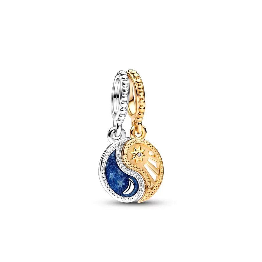 Gold plated moon-sun Charm Bead Fit Original Pandora Bracelet DIY Jewelry DZ1494