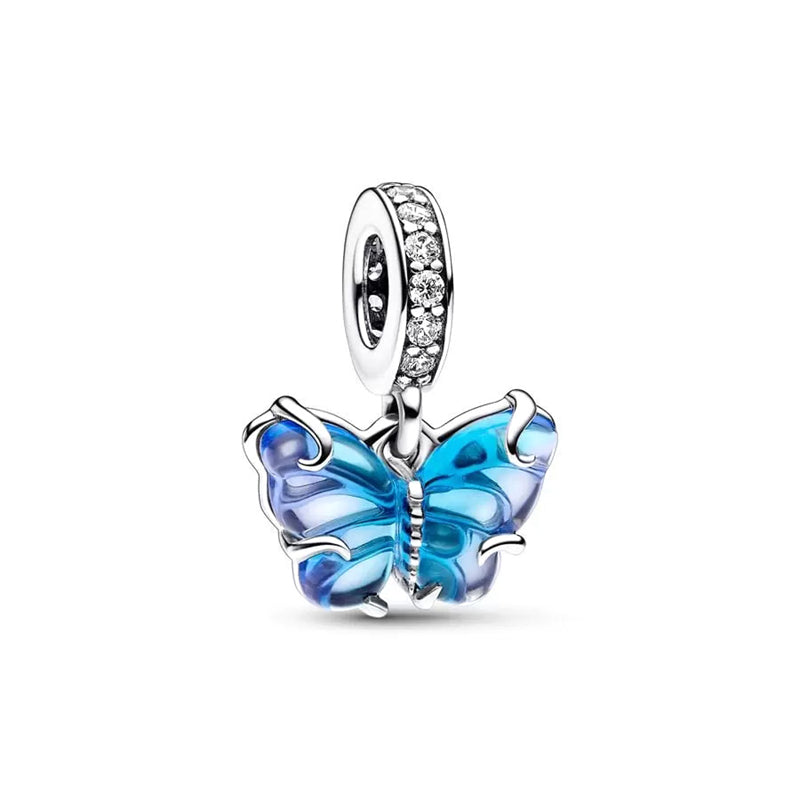 Blue Devil's Palm Eye,Moon-Watching Fox,Butterfly Dangle Charms Beads Fit Original 925 Sterling Silver Pan Bracelet Jewelry