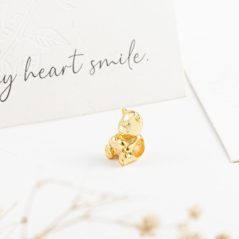 Gold Plated Series Little Bear Charm Bead Fit Original Pandora 925 Sterling Silver Bracelet DIY Jewelry ZZ1728