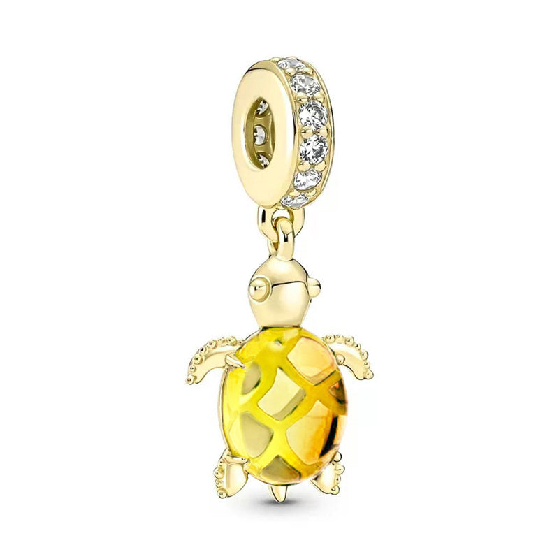 Gold plated Turtle Charm Bead Fit Original Pandora Bracelet DIY Jewelry DZ1894
