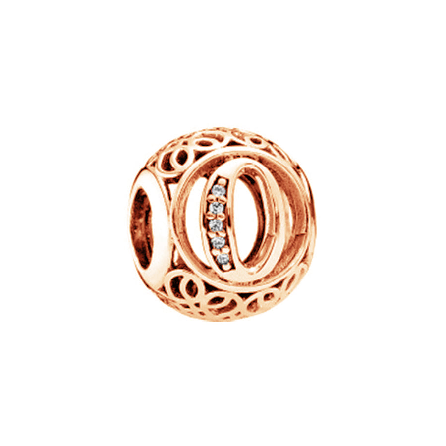 Rose Gold Plated 26 Alphabet Sphericity Charm Beads Fit Original 925 Sterling Silver Bracelet DIY Jewelry