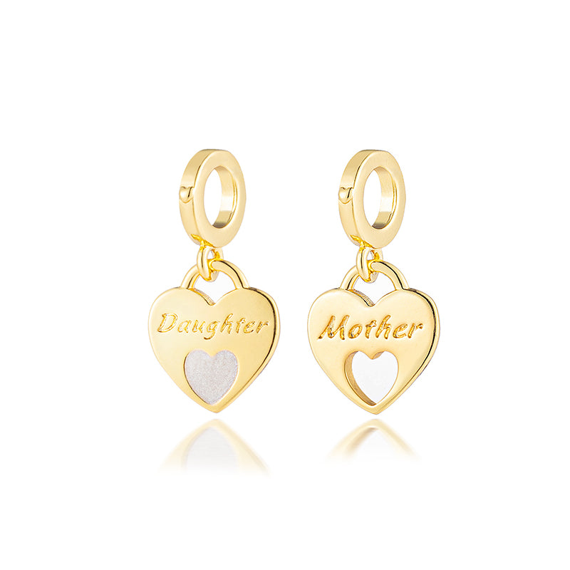 Gold plated Daughter&Mother Charm Bead Fit Original Pandora Bracelet DIY Jewelry DZ2169