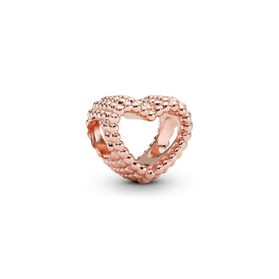 Rose Gold Heart Charm Bead Fit Original Pandora Silver 925 Bracelet DIY Jewelry MZ230