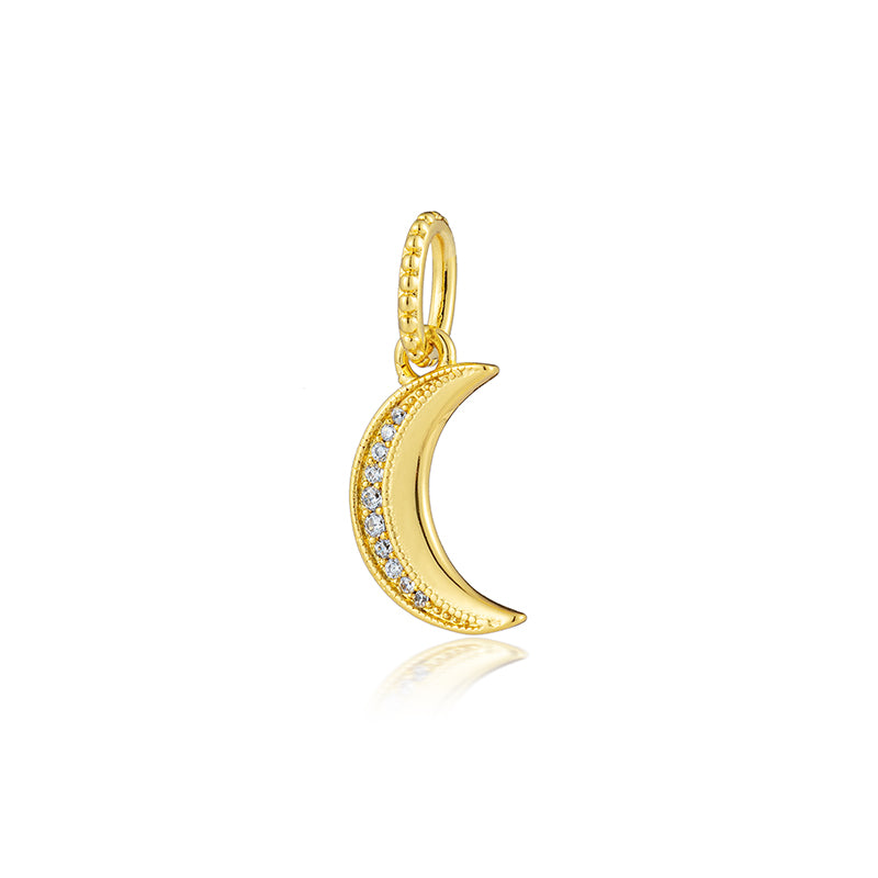 Gold Plated Series Moon Charm Bead Fit Original Pandora 925 Sterling Silver Bracelet DIY Jewelry DZ2313