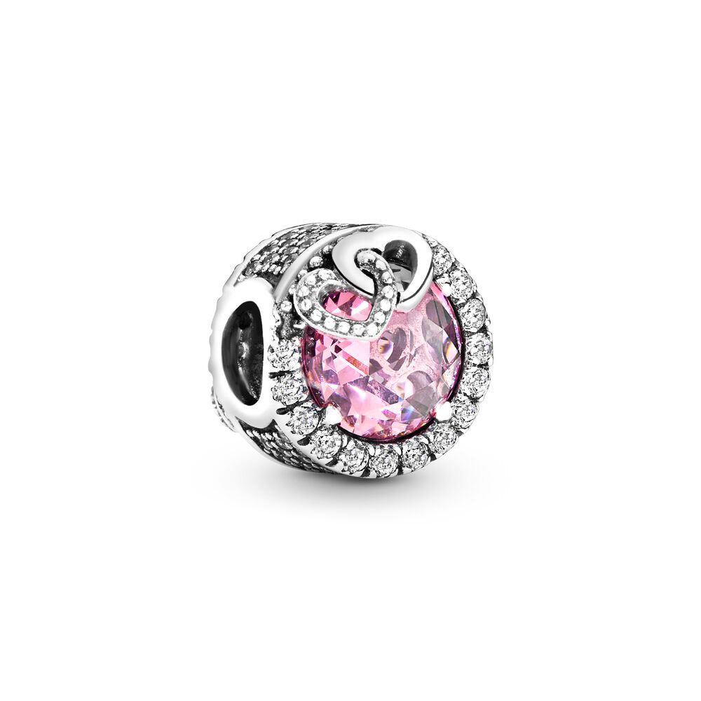 Pink Gemstone Charm Bead Fit Original 925 Sterling Silver Pandora Bracelet DIY Women Jewelry Gift SS708