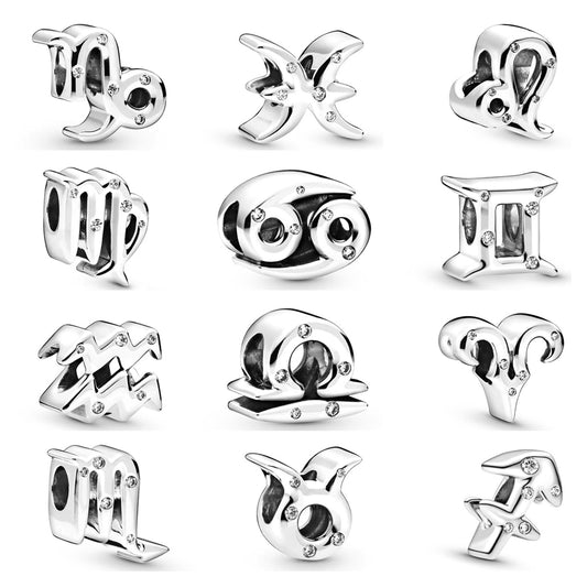 Twelve Constellations Series Charm Bead Fit Original 925 Sterling Silver Bracelet DIY Jewelry