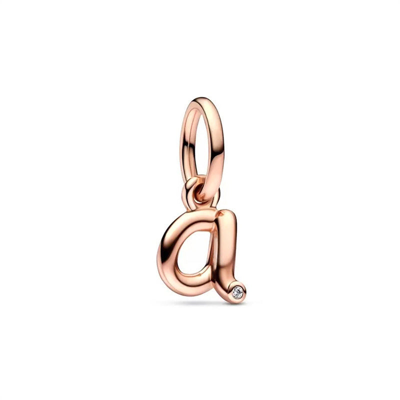 Rose Gold Plated Alphabet Series Charm Beads Fit Original Pandora925 Sterling Silver Bracelet DIY Jewelry