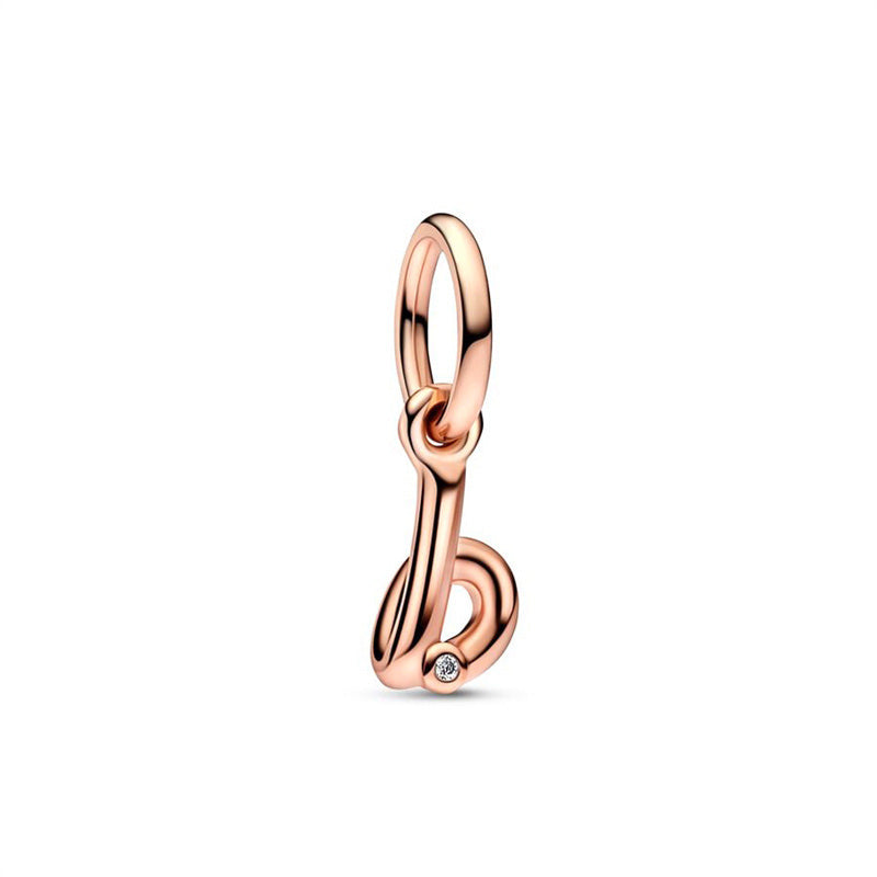 Rose Gold Plated Alphabet Series Charm Beads Fit Original Pandora925 Sterling Silver Bracelet DIY Jewelry