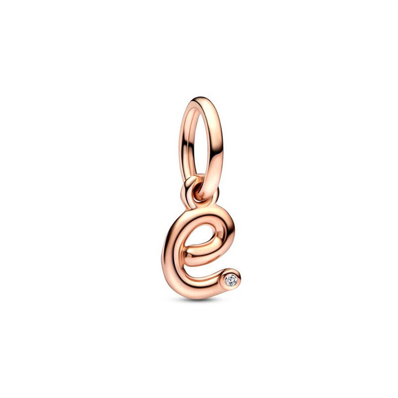 Rose Gold Plated Alphabet Series Charm Beads Fit Original Pandora925 Sterling Silver Bracelet DIY Jewelry