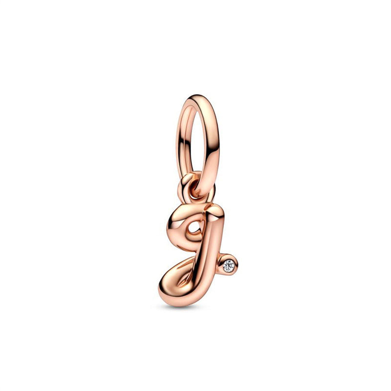 Rose Gold Plated Alphabet Series Charm Beads Fit Original Pandora925 Sterling Silver Bracelet DIY Jewelry