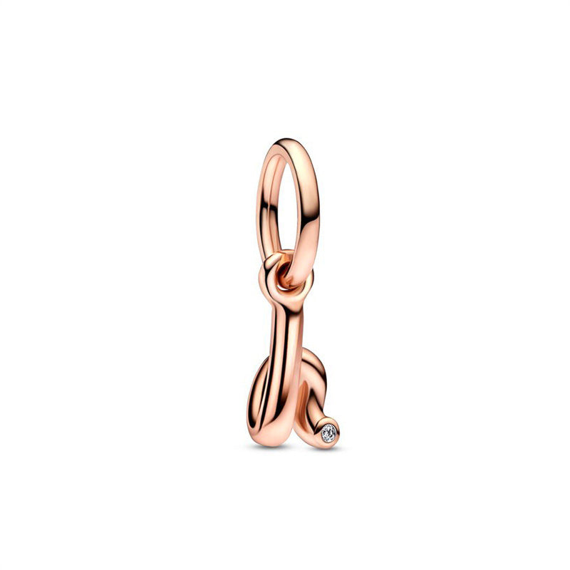 Rose Gold Plated Alphabet Series Charm Beads Fit Original Pandora925 Sterling Silver Bracelet DIY Jewelry