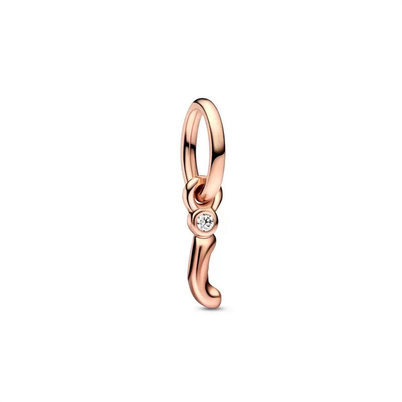 Rose Gold Plated Alphabet Series Charm Beads Fit Original Pandora925 Sterling Silver Bracelet DIY Jewelry