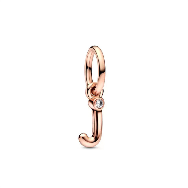 Rose Gold Plated Alphabet Series Charm Beads Fit Original Pandora925 Sterling Silver Bracelet DIY Jewelry