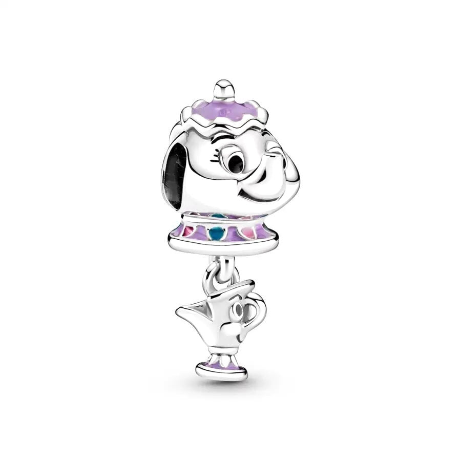 Disney Mrs. Potts And Chip Charm Bead Fit Original 925 Sterling Silver Pandora Bracelet DIY Jewelry