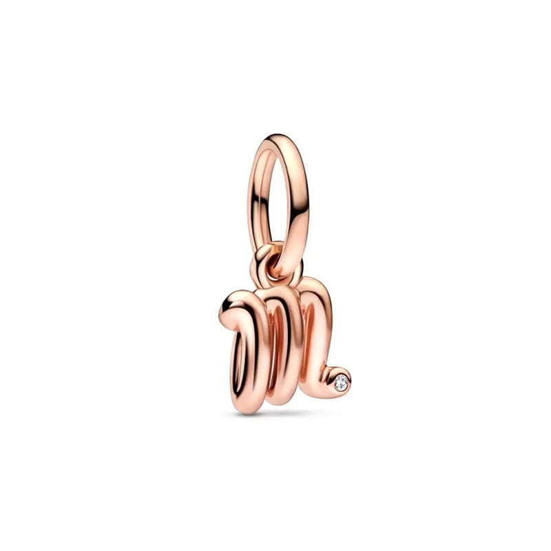 Rose Gold Plated Alphabet Series Charm Beads Fit Original Pandora925 Sterling Silver Bracelet DIY Jewelry