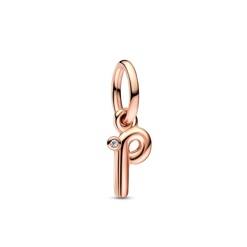 Rose Gold Plated Alphabet Series Charm Beads Fit Original Pandora925 Sterling Silver Bracelet DIY Jewelry