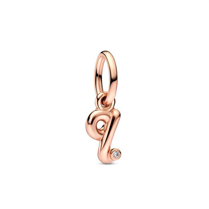 Rose Gold Plated Alphabet Series Charm Beads Fit Original Pandora925 Sterling Silver Bracelet DIY Jewelry