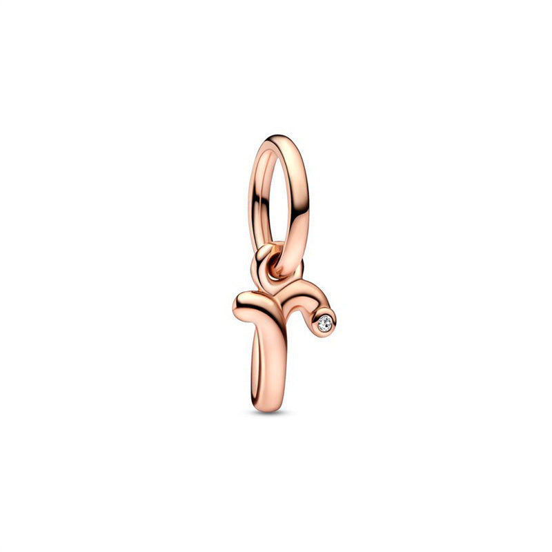 Rose Gold Plated Alphabet Series Charm Beads Fit Original Pandora925 Sterling Silver Bracelet DIY Jewelry