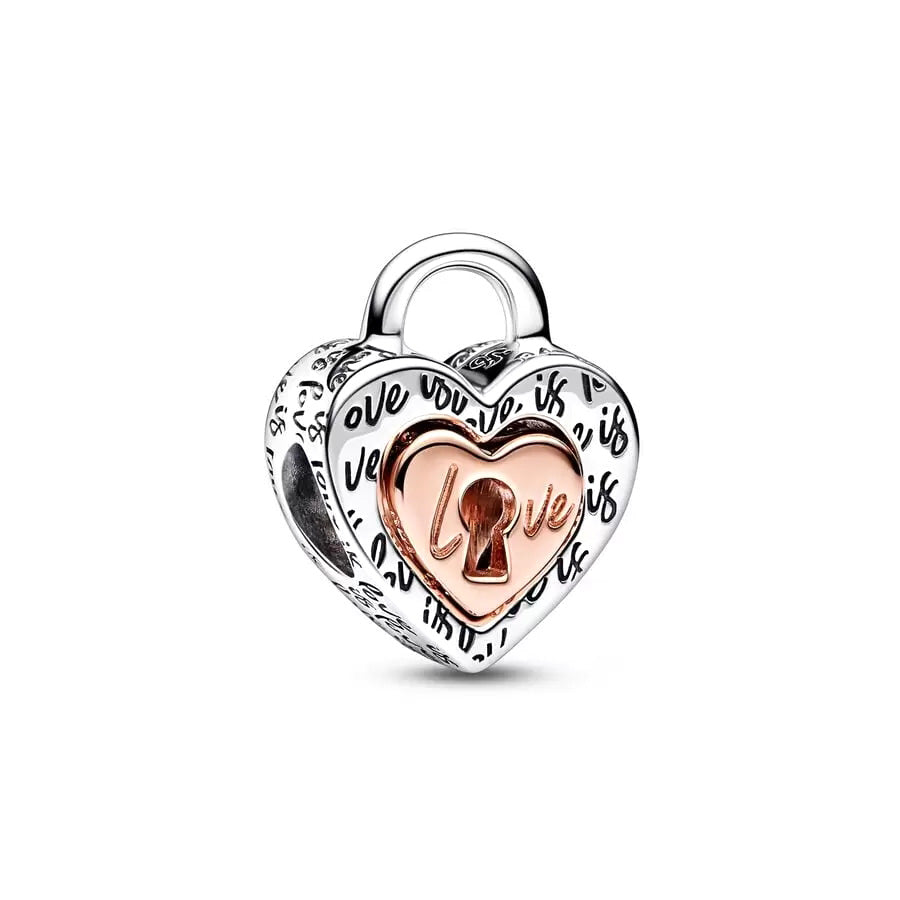 Rose Gold Lock Charm Bead Fit Original Pandora Silver 925 Bracelet DIY Jewelry MZ1019