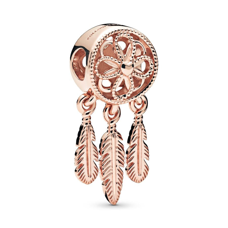 Rose Gold Plated Dangle Dreamcatcher Charm Beads Fit Original Pandora 925 Sterling Silver DIY Jewelry MD102