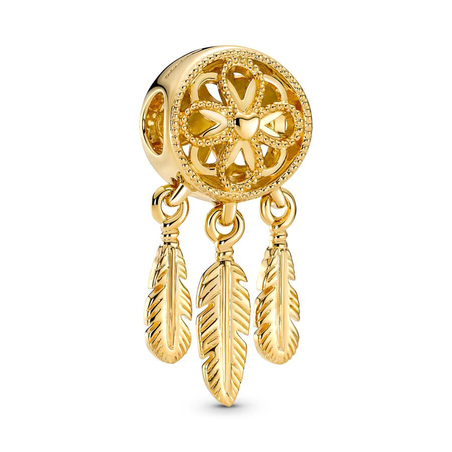 Gold plated Dreamcatcher Charm Bead Fit Original Pandora Bracelet DIY Jewelry DZ103