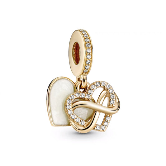 Gold plated Heart Charm Bead Fit Original Pandora Bracelet DIY Jewelry DZ1083