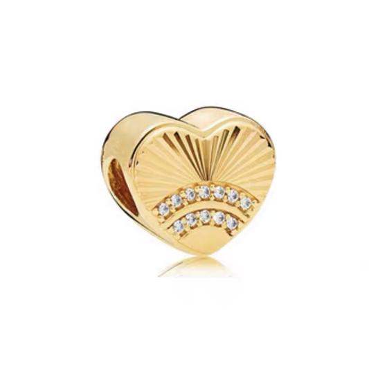 Gold Plated Series Heart Charm Bead Fit Original Pandora 925 Sterling Silver Bracelet DIY Jewelry ZZ1102