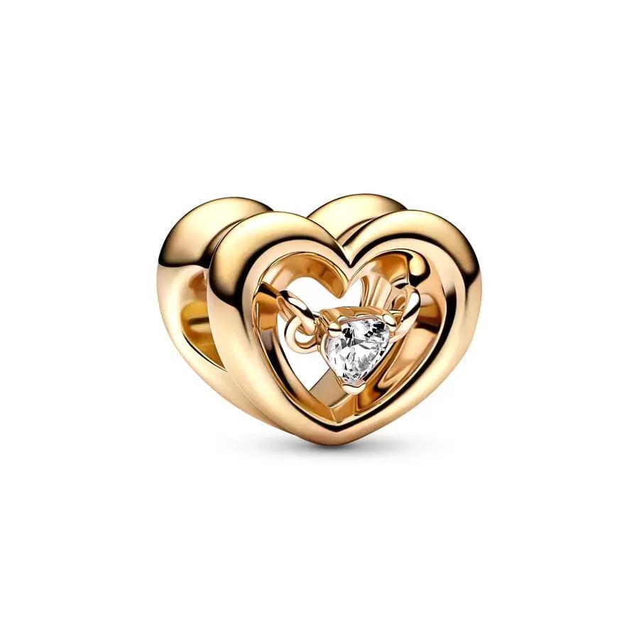 Gold Plated Series Heart Charm Bead Fit Original Pandora 925 Sterling Silver Bracelet DIY Jewelry ZZ1114