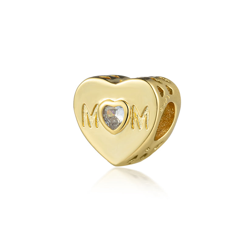 Gold Plated Series Mom Charm Bead Fit Original Pandora 925 Sterling Silver Bracelet DIY Jewelry ZZ1143