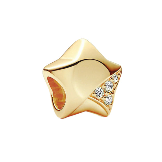 Gold Plated Series Star Charm Bead Fit Original Pandora 925 Sterling Silver Bracelet DIY Jewelry  ZZ1150