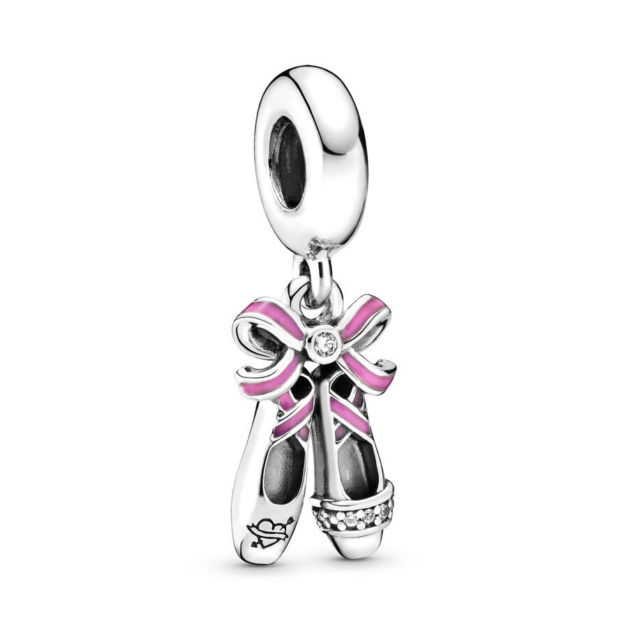 Pink Ballerina Shoes Dangle Charm Bead Fit Original 925 Sterling Silver Pandora Bracelet DIY Women Jewelry Gift SS115