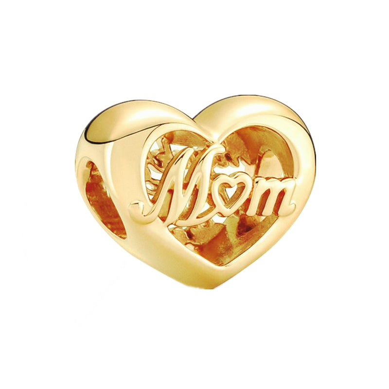 Gold Plated Series Mom Charm Bead Fit Original Pandora 925 Sterling Silver Bracelet DIY Jewelry ZZ1175