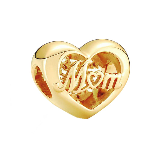 Gold Plated Series Mom Charm Bead Fit Original Pandora 925 Sterling Silver Bracelet DIY Jewelry ZZ1175