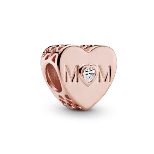 Rose Gold Mom Charm Bead Fit Original Pandora Silver 925 Bracelet DIY Jewelry MZ1178