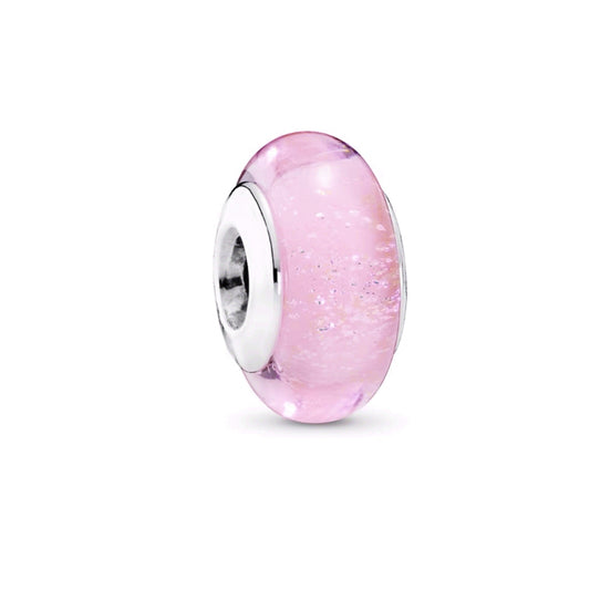 Pink Glass Charm Bead Fit Original 925 Sterling Silver Pandora Bracelet DIY Women Jewelry SS1268