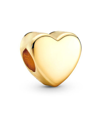 Gold Plated Series Heart Charm Bead Fit Original Pandora 925 Sterling Silver Bracelet DIY Jewelry ZZ1295