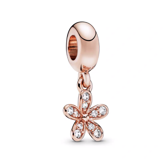 Rose Gold Plated Dangle Flower Charm Beads Fit Original Pandora 925 Sterling Silver DIY Jewelry MD1299