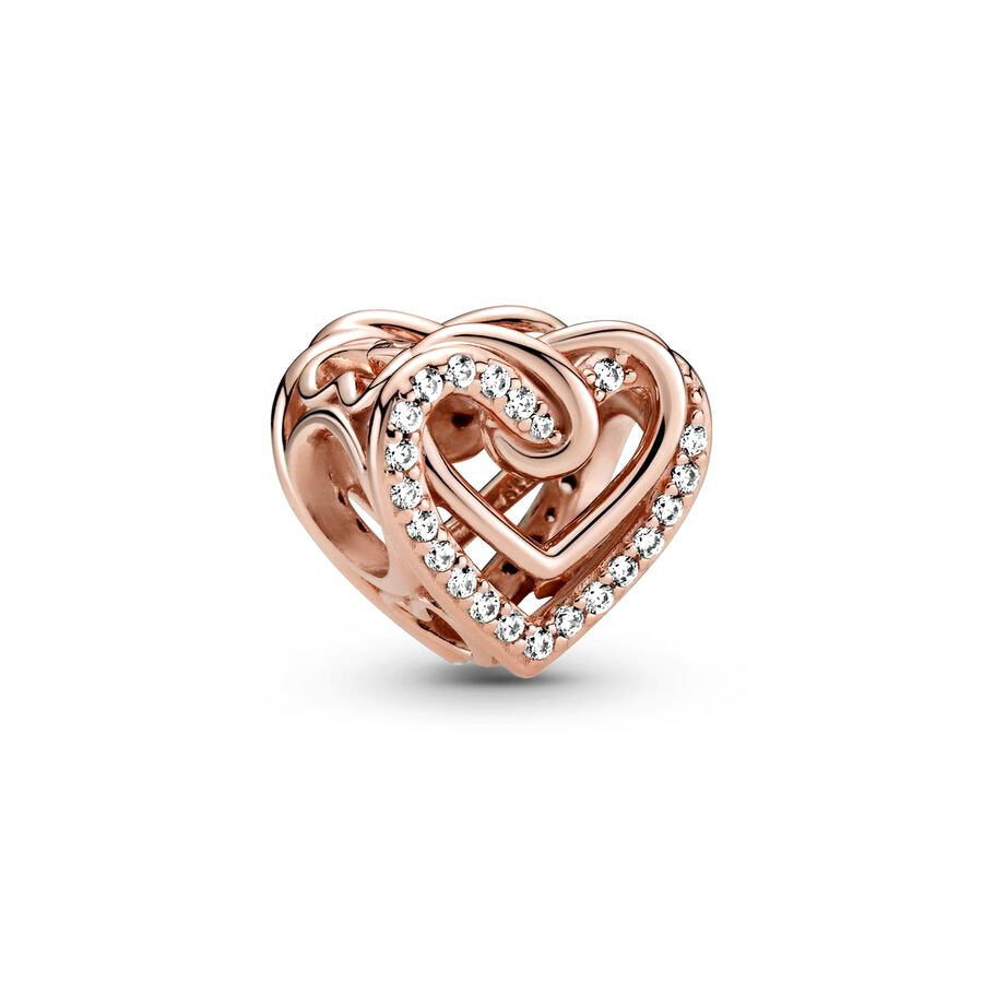 Rose Gold Heart Charm Bead Fit Original Pandora Silver 925 Bracelet DIY Jewelry MZ131