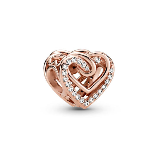 Rose Gold Heart Charm Bead Fit Original Pandora Silver 925 Bracelet DIY Jewelry MZ131