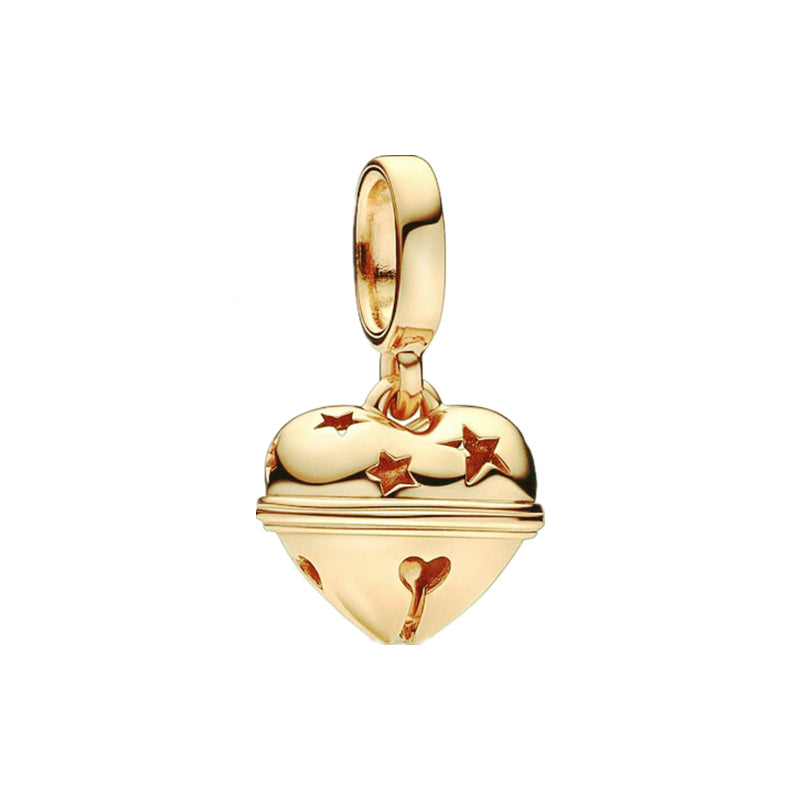 Gold plated Heart Charm Bead Fit Original Pandora Bracelet DIY Jewelry DZ1349