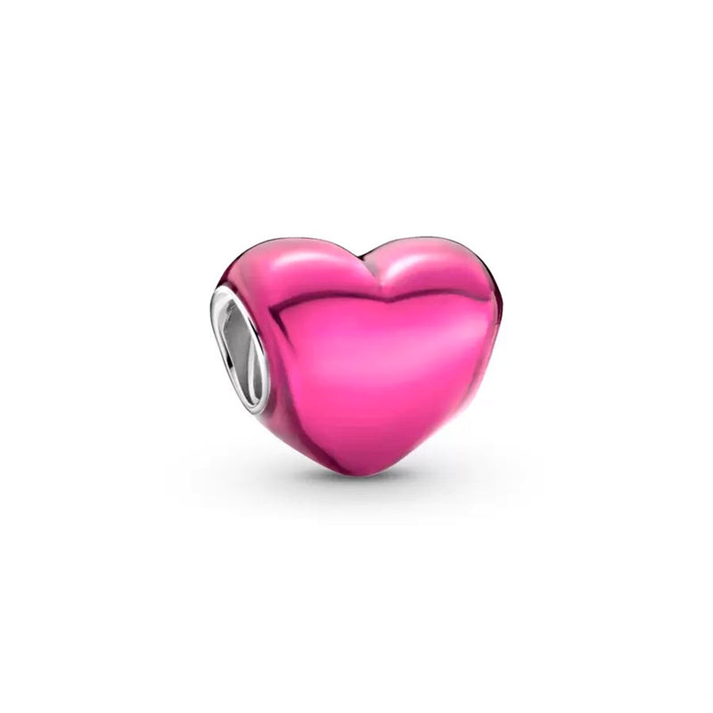 NEW Fine Heart Charm Bead Fit Original 925 Sterling Silver Pandora Bracelet DIY Women Jewelry Gift XZ136