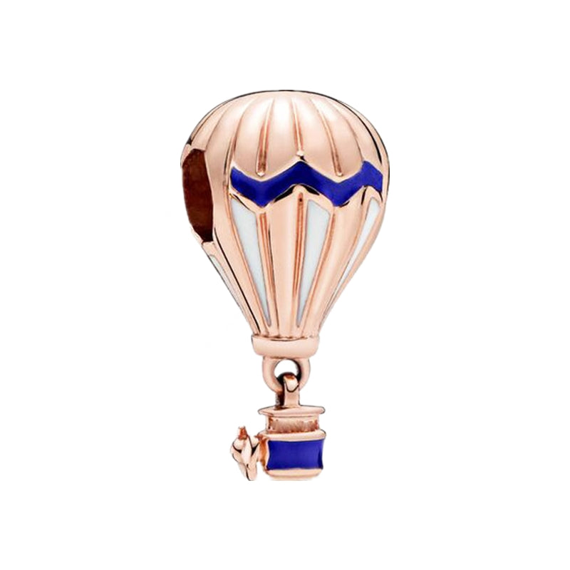 Rose Gold Hot Air Balloon Charm Bead Fit Original Pandora Silver 925 Bracelet DIY Jewelry MZ1377