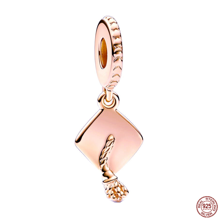 Rose Gold Plated Dangle Charm Beads Fit Original Pandora 925 Sterling Silver DIY Jewelry MD1386