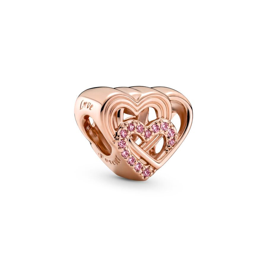 Rose Gold Heart Charm Bead Fit Original Pandora Silver 925 Bracelet DIY Jewelry MZ1405